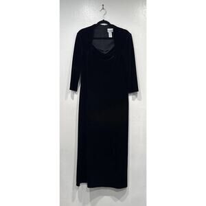 Vintage KC Spencer New York Black Velvet Maxi Dress Formal Dark Romantic Classy‎
